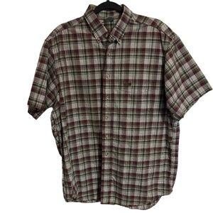 Carhartt Men's Brown Plaid Short Sleeve Shirt
